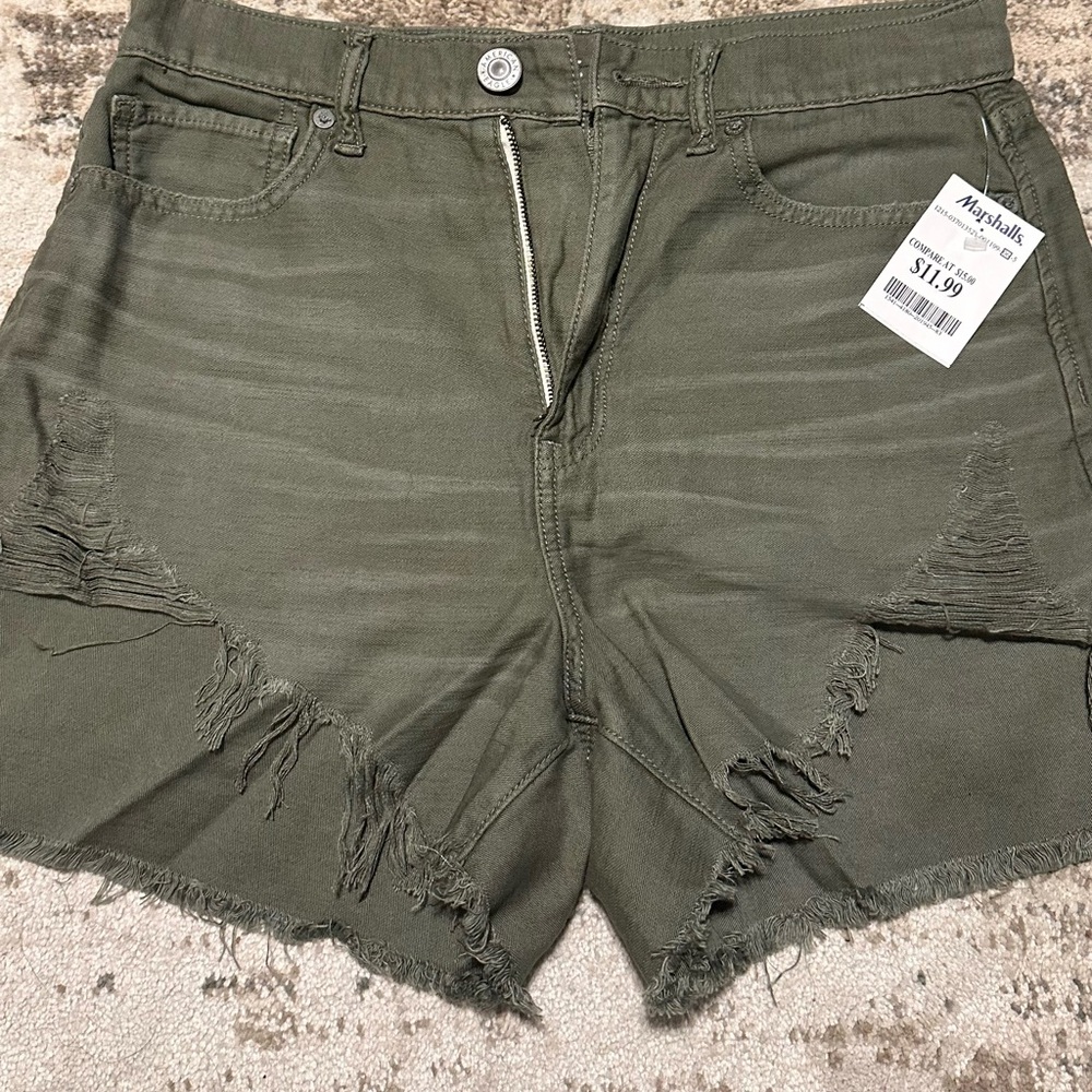 Olive green jean shorts